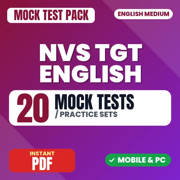 NVS TGT English Preliminary Exam Tier 1 – 20 Mock Tests / Practice Sets | English Medium PDF Download