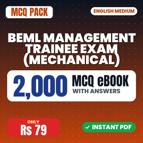 BEML Management Trainee Exam (Mechanical) – 2000 MCQ eBook with Answers | English Medium PDF Download