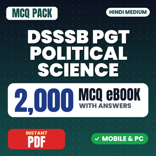 DSSSB PGT Political Science Exam – 2000 MCQ eBook with Answers | Hindi Medium PDF Download
