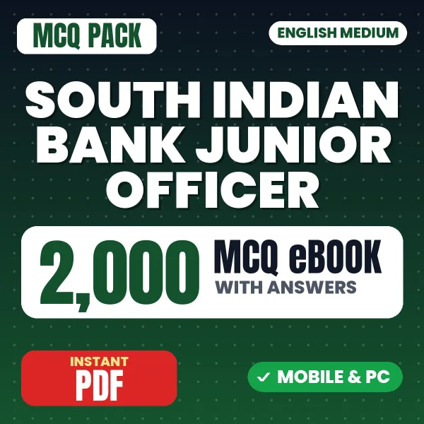 South Indian Bank Junior Officer Exam – 2000 MCQ eBook with Answers | English Medium PDF Download