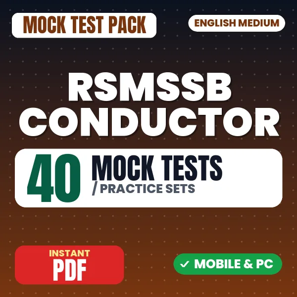 RSMSSB Conductor Exam – 40 Mock Tests / Practice Sets | English Medium PDF Download