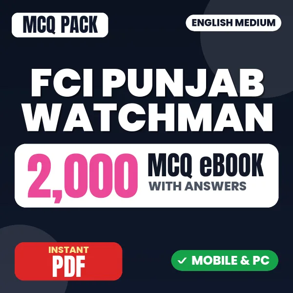 FCI Punjab Watchman Exam – 2000 MCQ eBook with Answers | English Medium PDF Download