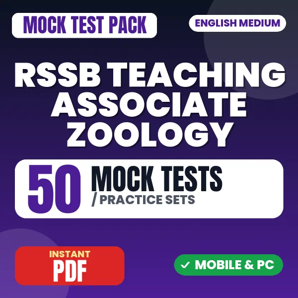 RSSB Teaching Associate (Zoology) Exam Paper 1 – 50 Mock Tests / Practice Sets | English Medium PDF Download