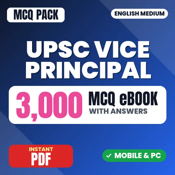 UPSC Vice Principal Exam – 3000 MCQ eBook with Answers | English Medium PDF Download