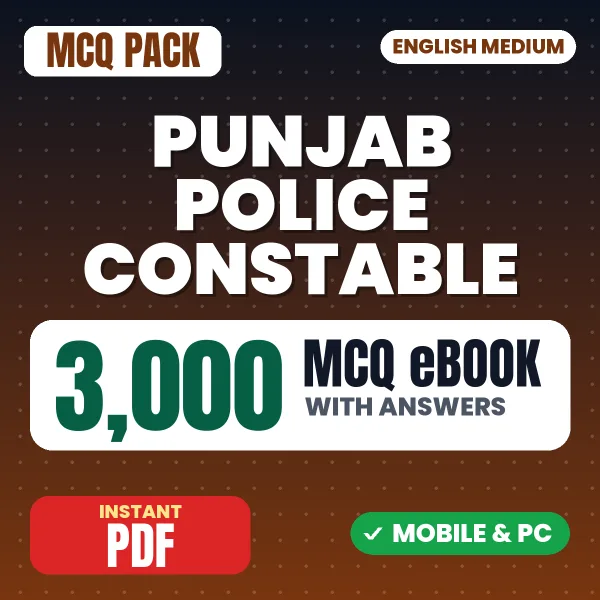Punjab Police Constable Paper-1 Exam – 3000 MCQ eBook with Answers | English Medium PDF Download