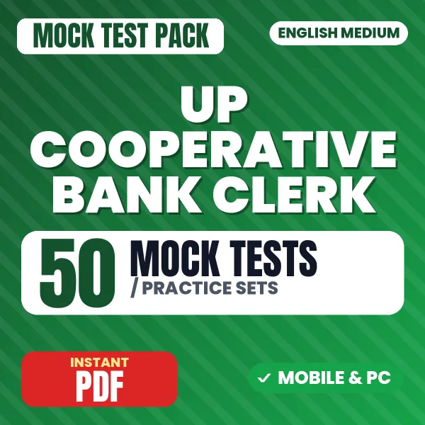 UP Cooperative Bank Clerk Preliminary Exam – 50 Mock Tests / Practice Sets | English Medium PDF Download