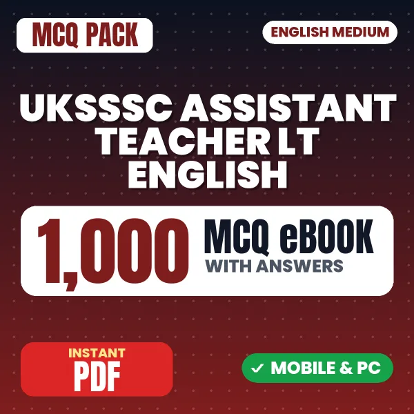 UKSSSC Assistant Teacher LT English Exam – 1000 MCQ eBook with Answers | English Medium PDF Download