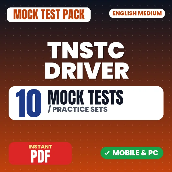 TNSTC Driver Exam – 10 Mock Tests / Practice Sets | English Medium PDF Download