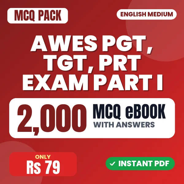 AWES PGT, TGT, PRT Exam Part I – 2000 MCQ eBook with Answers | English Medium PDF Download