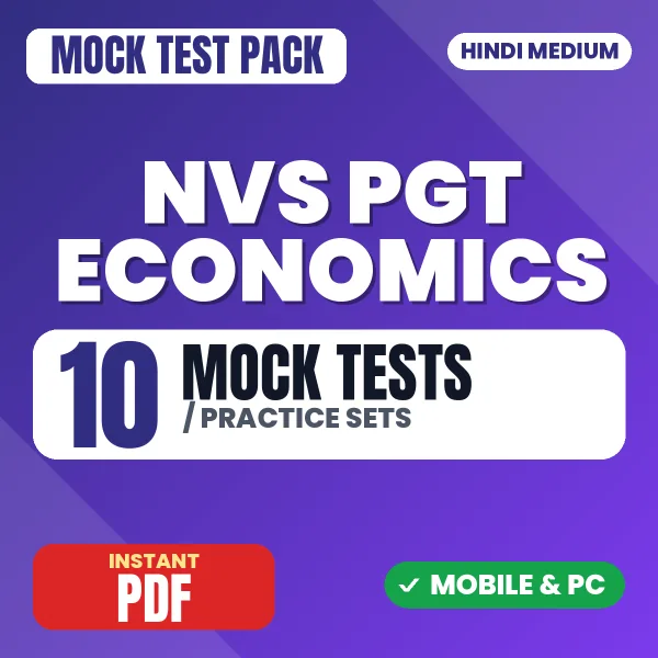 NVS PGT Economics Preliminary Exam Tier 1 – 10 Mock Tests / Practice Sets | Hindi Medium PDF Download