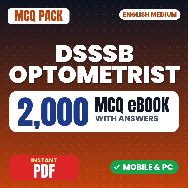 DSSSB Optometrist Exam – 2000 MCQ eBook with Answers | English Medium PDF Download