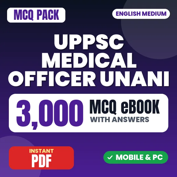 UPPSC Medical Officer (Unani) Exam – 3000 MCQ eBook with Answers | English Medium PDF Download