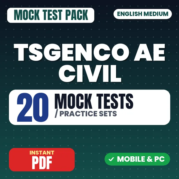 TSGENCO AE Civil Exam – 20 Mock Tests / Practice Sets | English Medium PDF Download