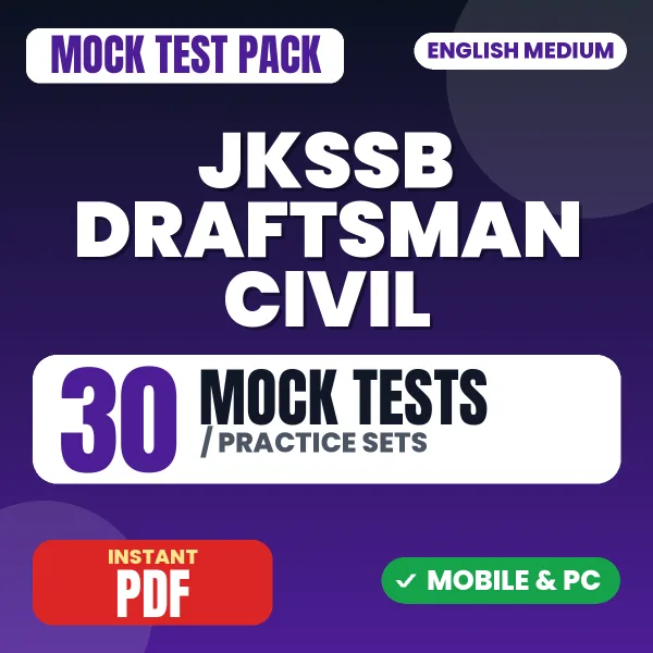 JKSSB Draftsman (Civil) Exam – 30 Mock Tests / Practice Sets | English Medium PDF Download