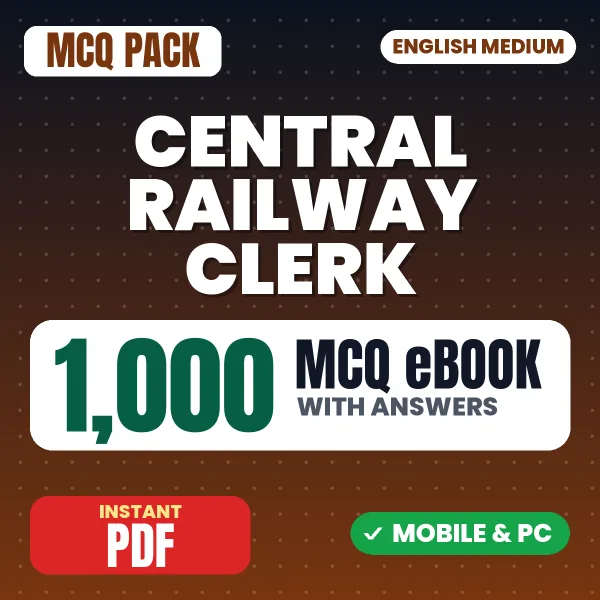 Central Railway Clerk Exam – 1000 MCQ eBook with Answers | English Medium PDF Download