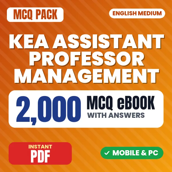 KEA Assistant Professor (Management) Exam Paper 3 – 2000 MCQ eBook with Answers | English Medium PDF Download