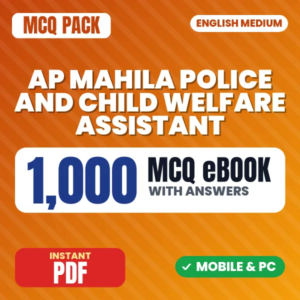 AP Mahila Police and Child Welfare Assistant Exam – 1000 MCQ eBook with Answers | English Medium PDF Download