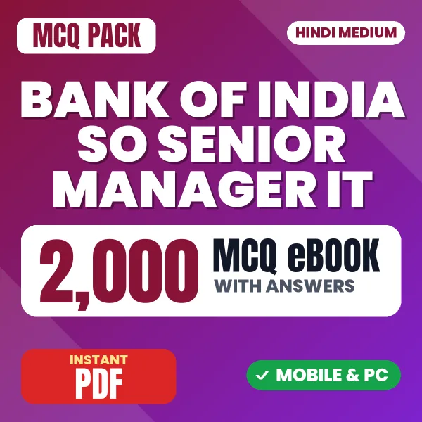 Bank of India SO (Senior Manager – IT (Scale III) Exam – 2000 MCQ eBook with Answers | Hindi Medium PDF Download
