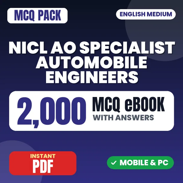 NICL AO Specialist (Automobile Engineers) Prelims Exam – 2000 MCQ eBook with Answers | English Medium PDF Download