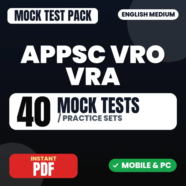 APPSC VRA Exam – 40 Mock Tests / Practice Sets | English Medium PDF Download