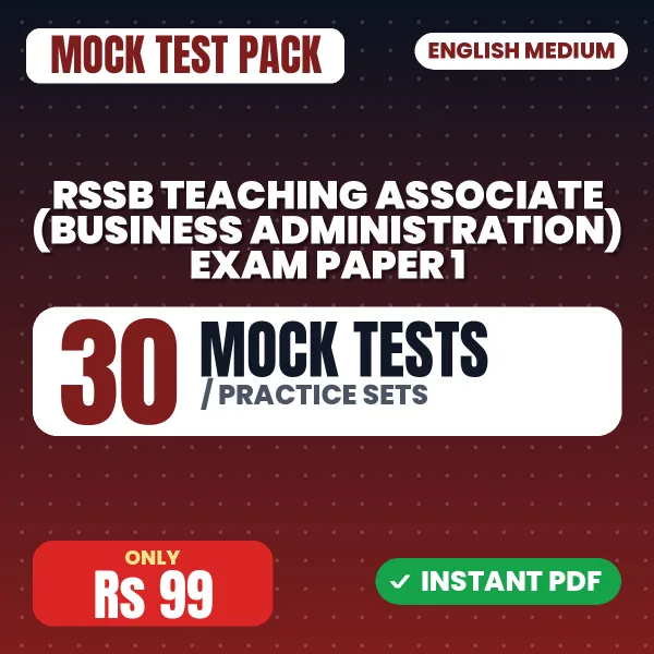 RSSB Teaching Associate (Business Administration) Exam Paper 1 – 30 Mock Tests / Practice Sets | English Medium PDF Download