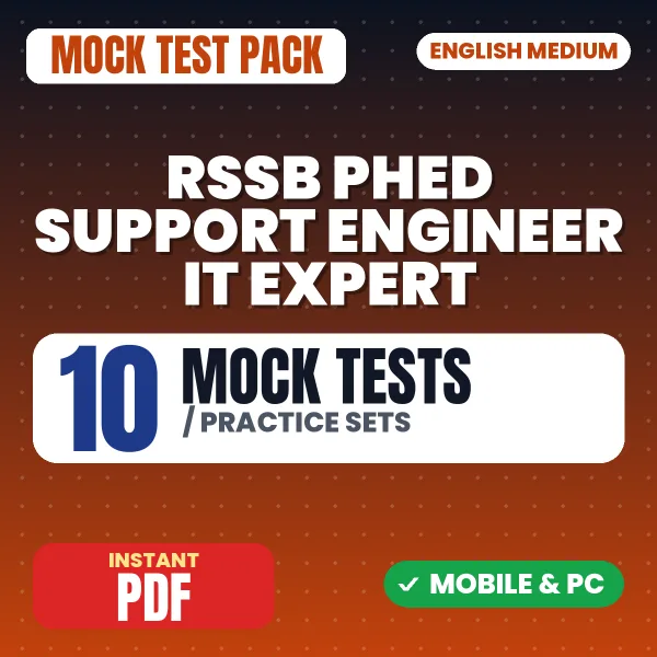 RSSB PHED Support Engineer (IT Expert) Exam – 10 Mock Tests / Practice Sets | English Medium PDF Download