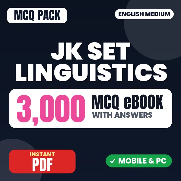 JK SET Linguistics Exam – 3000 MCQ eBook with Answers | English Medium PDF Download