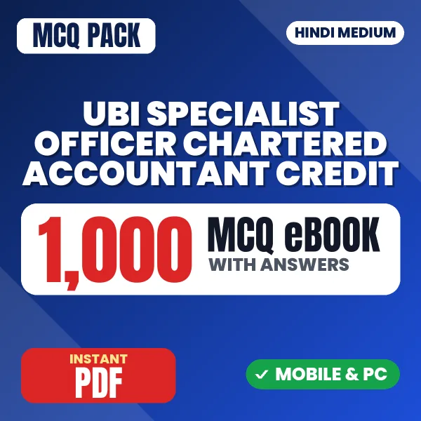 UBI Specialist Officer (Chartered Accountant - Credit) Exam – 1000 MCQ eBook with Answers | Hindi Medium PDF Download