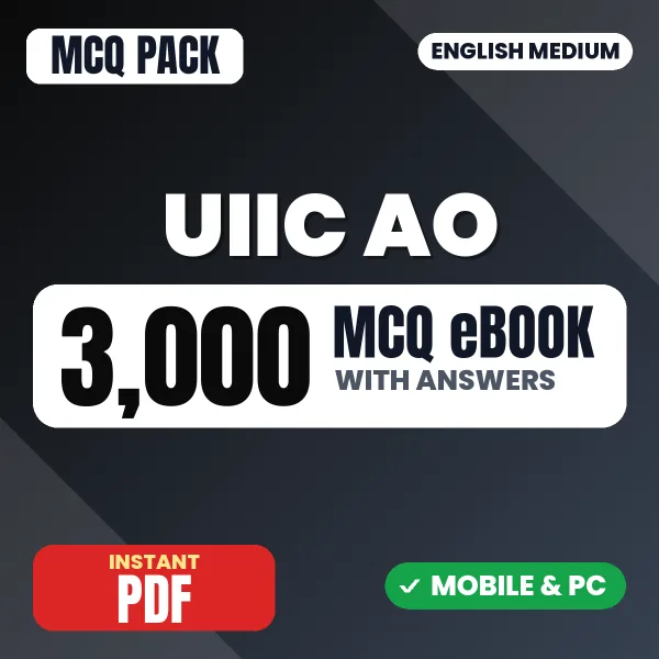 UIIC Administrative Officer (Generalist & Hindi Officer) Tier 1 Prelims Exam – 3000 MCQ eBook with Answers | English Medium PDF Download