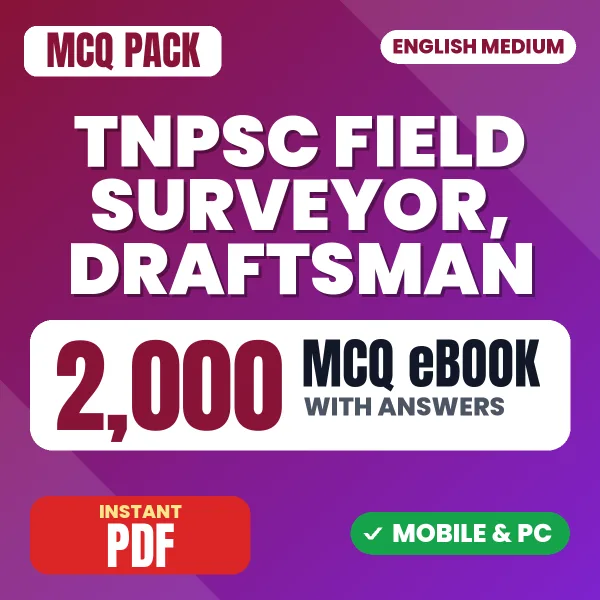 TNPSC Field Surveyor, Draftsman Exam Paper II (Part B) – 2000 MCQ eBook with Answers | English Medium PDF Download