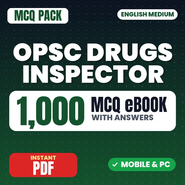 OPSC Drugs Inspector Exam – 1000 MCQ eBook with Answers | English Medium PDF Download