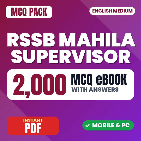RSSB Mahila Supervisor Exam – 2000 MCQ eBook with Answers | English Medium PDF Download
