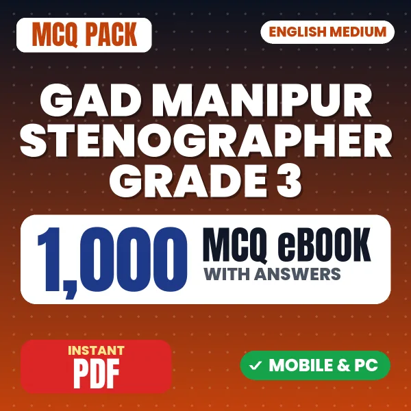 GAD Manipur Stenographer Grade 3 Exam Paper 2 – 1000 MCQ eBook with Answers | English Medium PDF Download