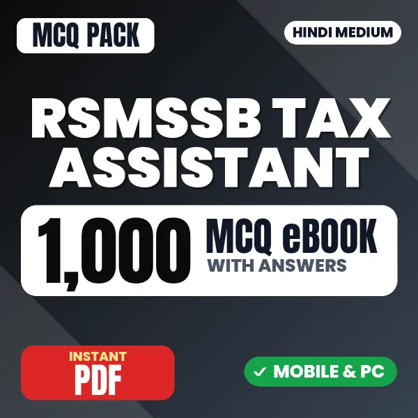RSMSSB Tax Assistant Exam Paper 1 – 1000 MCQ eBook with Answers | Hindi Medium PDF Download