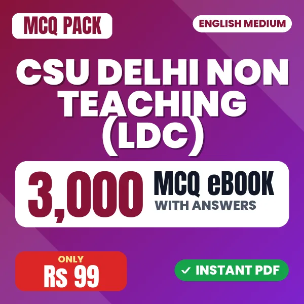 CSU Delhi Non Teaching (LDC) Exam – 3000 MCQ eBook with Answers | English Medium PDF Download