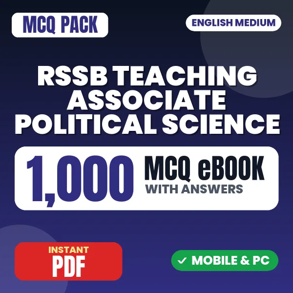 RSSB Teaching Associate (Political Science) Exam Paper 1 – 1000 MCQ eBook with Answers | English Medium PDF Download