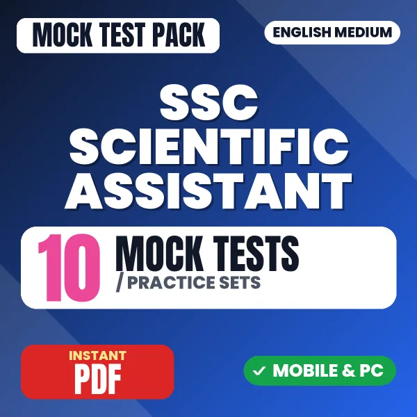 SSC Scientific Assistant Paper-1 Exam – 10 Mock Tests / Practice Sets | English Medium PDF Download