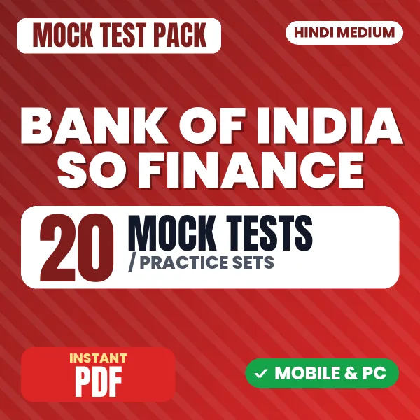 Bank of India SO (Finance / Accounts / Taxation) Exam – 20 Mock Tests / Practice Sets | Hindi Medium PDF Download