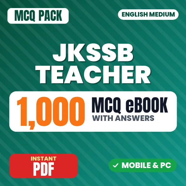 JKSSB Science/Maths Teacher Exam – 1000 MCQ eBook with Answers | English Medium PDF Download