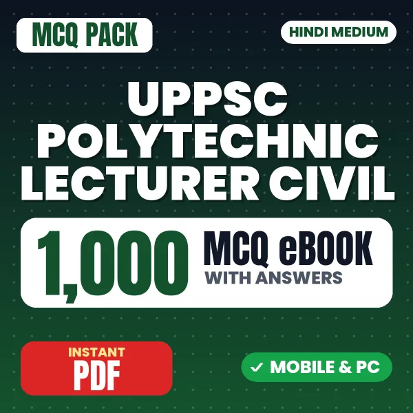 UPPSC Polytechnic Lecturer (Civil) Paper 2 Exam – 1000 MCQ eBook with Answers | Hindi Medium PDF Download