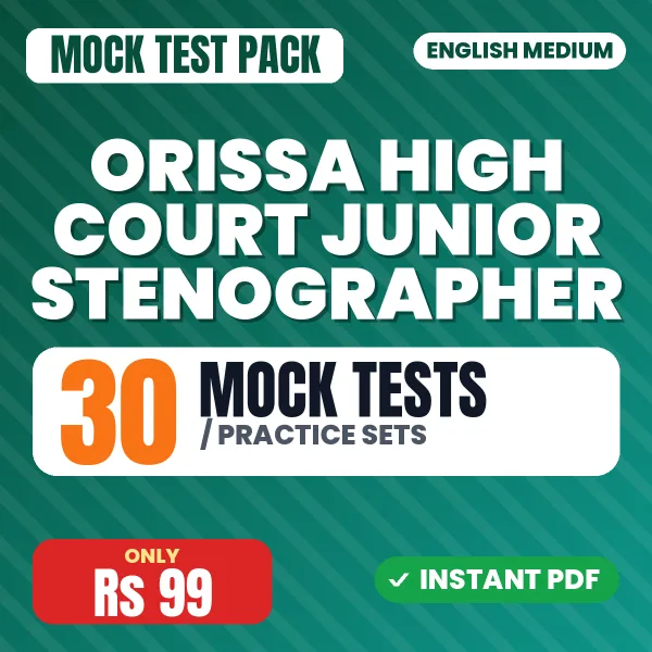 Orissa High Court Junior Stenographer Exam – 30 Mock Tests / Practice Sets | English Medium PDF Download