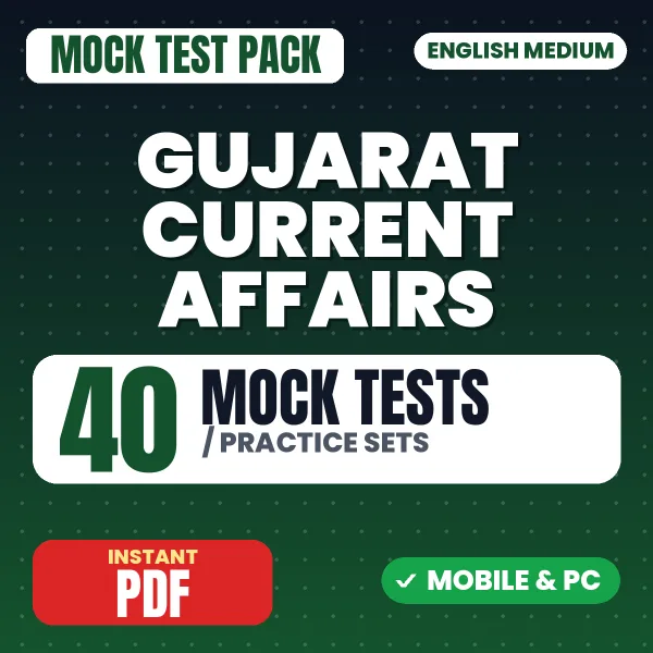Gujarat Current Affairs in English - June 2025 – 40 Mock Tests / Practice Sets | English Medium PDF Download
