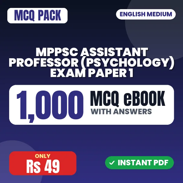 MPPSC Assistant Professor (Psychology) Exam Paper 1 – 1000 MCQ eBook with Answers | English Medium PDF Download