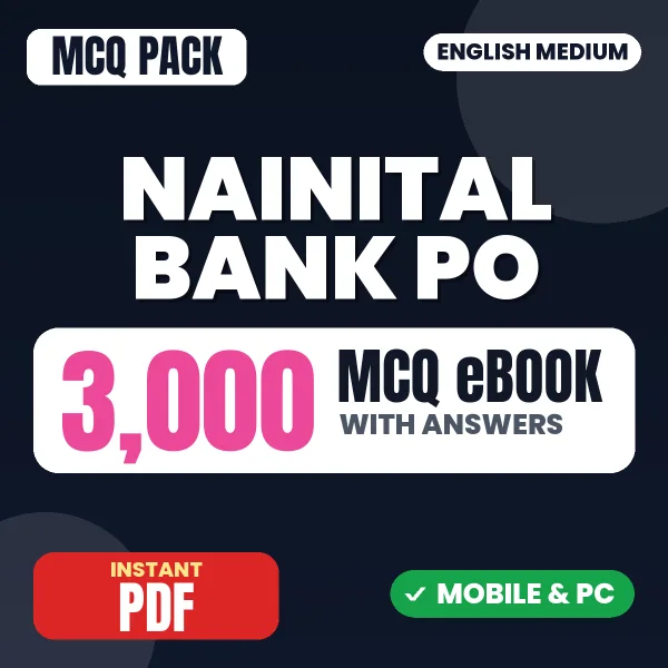 Nainital Bank PO Exam – 3000 MCQ eBook with Answers | English Medium PDF Download