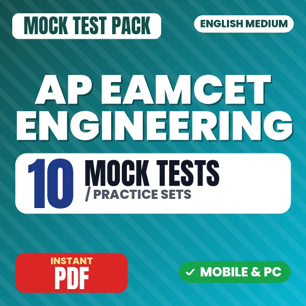 AP EAMCET (Engineering) Exam – 10 Mock Tests / Practice Sets | English Medium PDF Download
