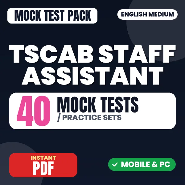TSCAB Staff Assistant Exam – 40 Mock Tests / Practice Sets | English Medium PDF Download