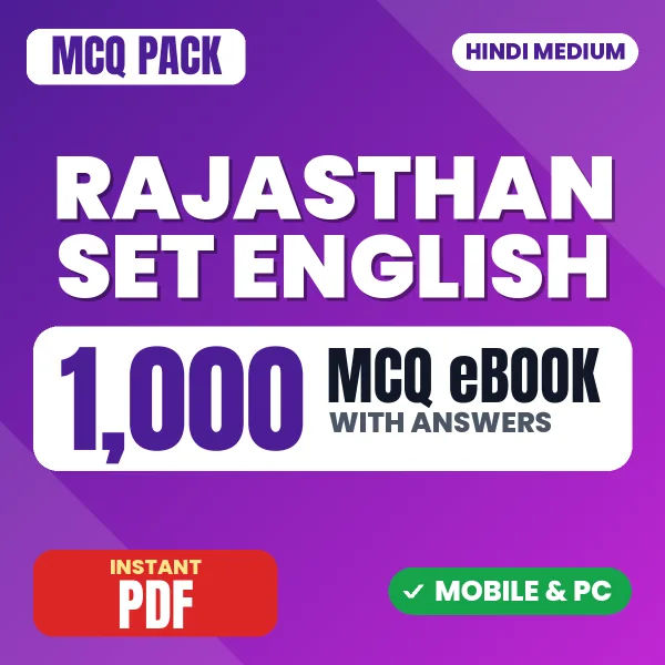 Rajasthan SET (English) Exam – 1000 MCQ eBook with Answers | Hindi Medium PDF Download