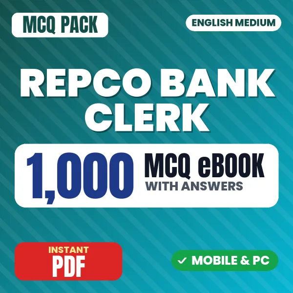 REPCO Bank Clerk Exam – 1000 MCQ eBook with Answers | English Medium PDF Download