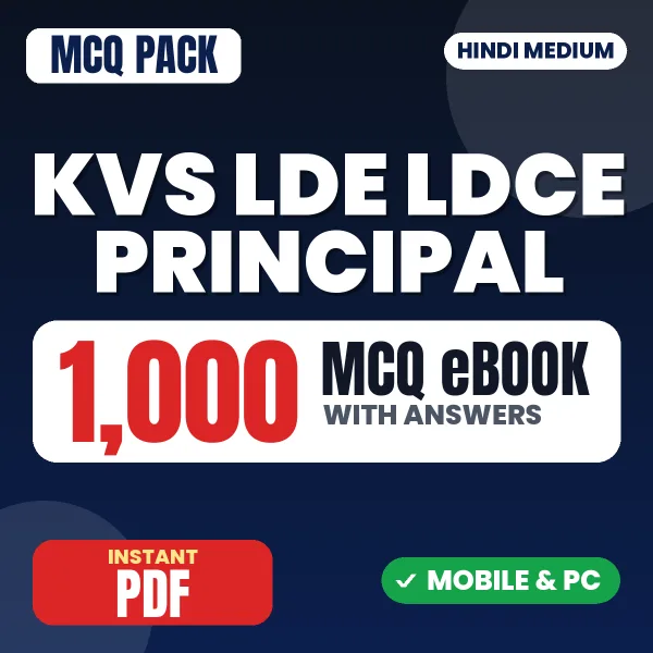 KVS LDE/LDCE Principal Exam Tier 1 – 1000 MCQ eBook with Answers | Hindi Medium PDF Download
