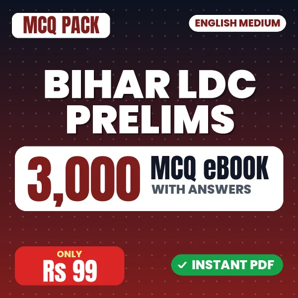 Bihar LDC Prelims Exam – 3000 MCQ eBook with Answers | English Medium PDF Download